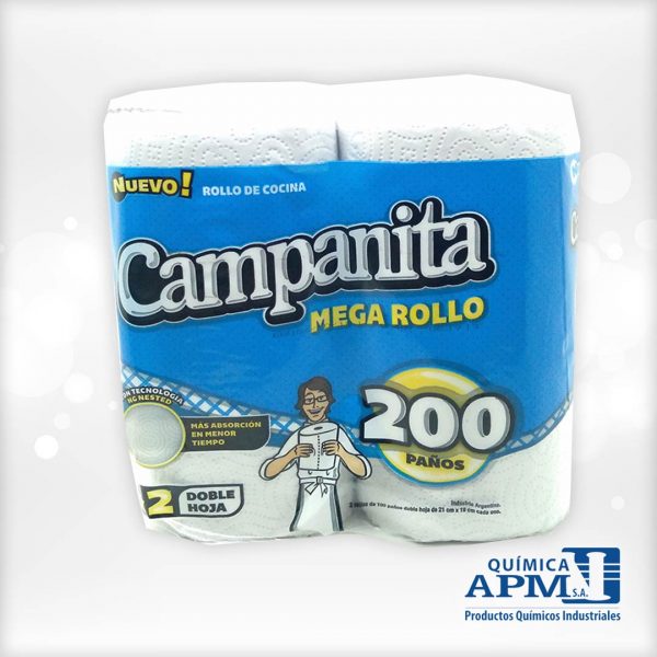 CAMPANITA PAPEL DE COCINA MEGAROLLO X2U 100 MTS